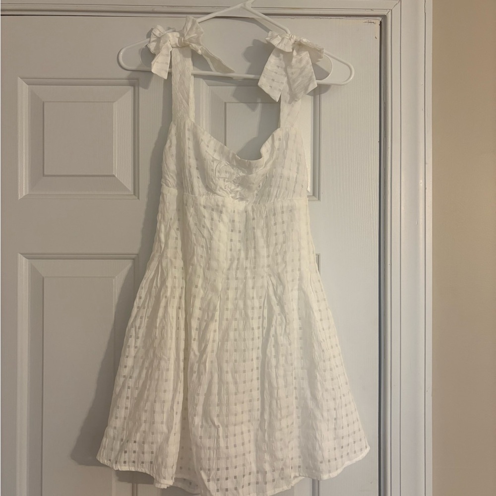 American Threads Abby Gingham Bow Strap Mini Dress
